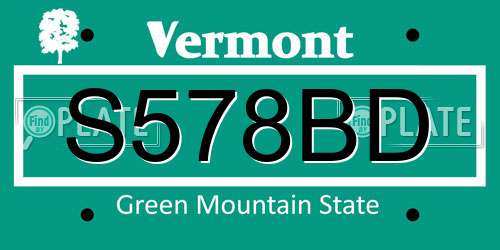 S578BD Vermont License Plate
