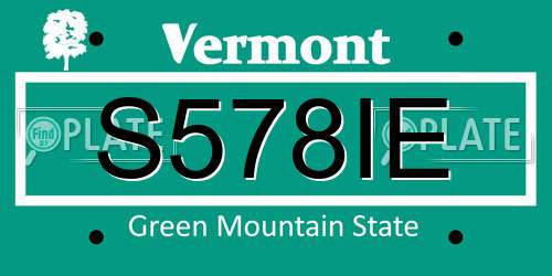 S578IE Vermont License Plate