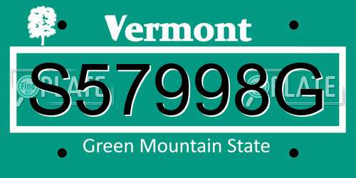 S57998G Vermont License Plate