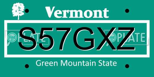 S57GXZ Vermont License Plate
