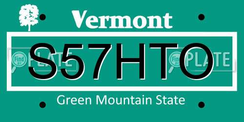 S57HTO Vermont License Plate
