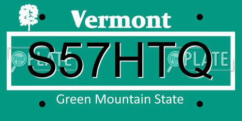 S57HTQ Vermont License Plate