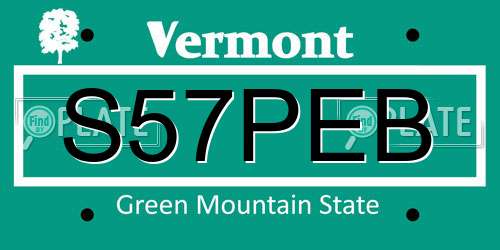 S57PEB Vermont License Plate