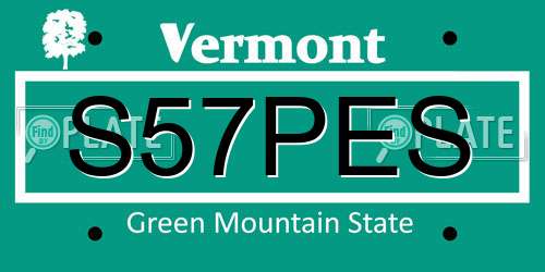 S57PES Vermont License Plate