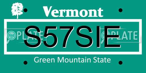 S57SIE Vermont License Plate