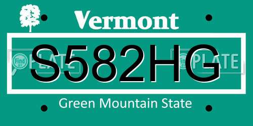 S582HG Vermont License Plate