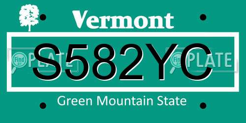 S582YC Vermont License Plate