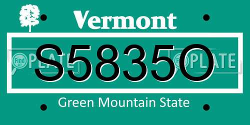 S5835O Vermont License Plate