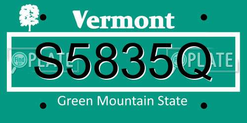 S5835Q Vermont License Plate