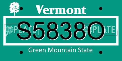 S5838O Vermont License Plate