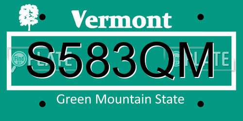 S583QM Vermont License Plate