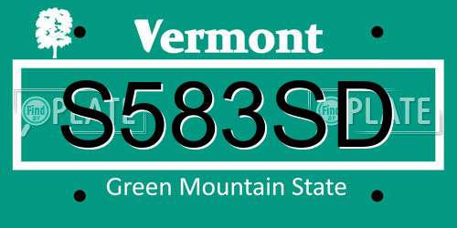 S583SD Vermont License Plate