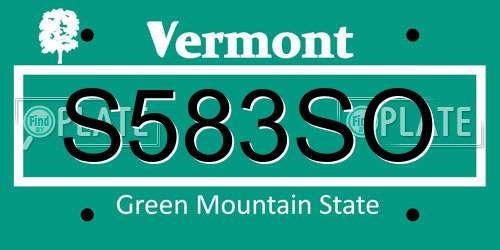 S583SO Vermont License Plate