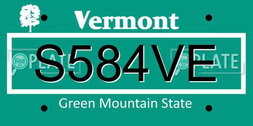 S584VE Vermont License Plate