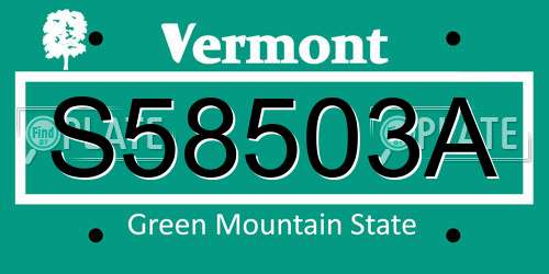 S58503A Vermont License Plate