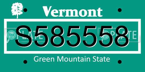 S585558 Vermont License Plate