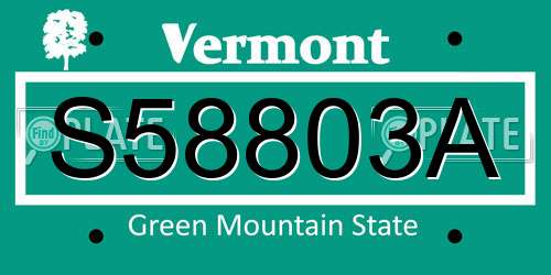 S58803A Vermont License Plate