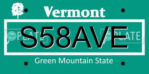 S58AVE Vermont License Plate