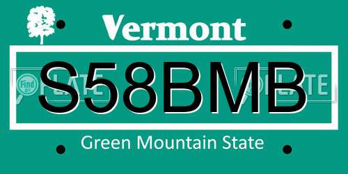 S58BMB Vermont License Plate