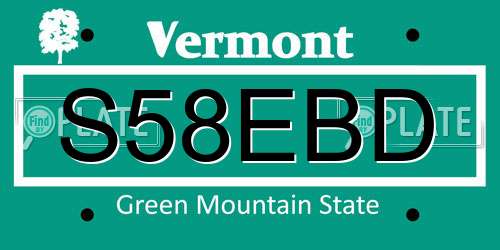 S58EBD Vermont License Plate