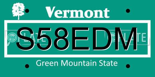 S58EDM Vermont License Plate