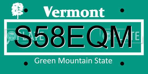 S58EQM Vermont License Plate
