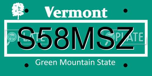 S58MSZ Vermont License Plate