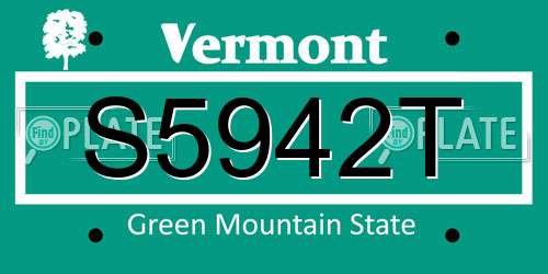 S5942T Vermont License Plate