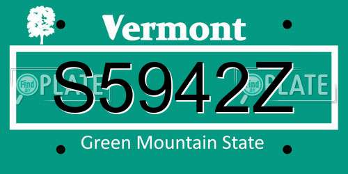 S5942Z Vermont License Plate