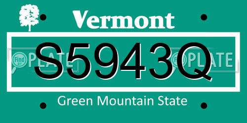 S5943Q Vermont License Plate