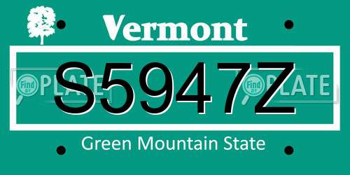 S5947Z Vermont License Plate