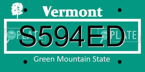 S594ED Vermont License Plate