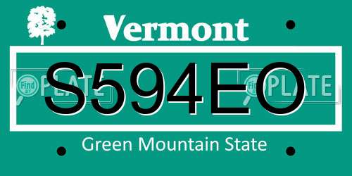 S594EO Vermont License Plate