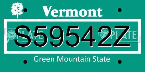 S59542Z Vermont License Plate