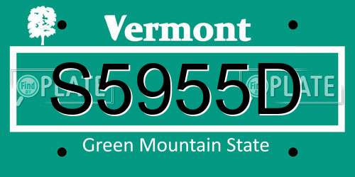 S5955D Vermont License Plate