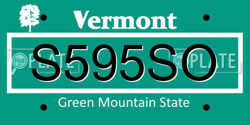 S595SO Vermont License Plate