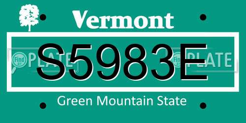 S5983E Vermont License Plate
