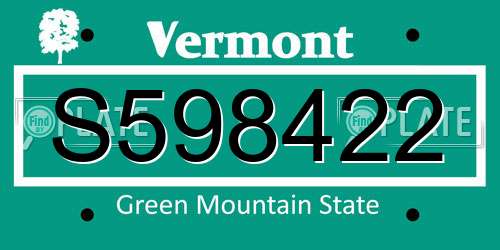 S598422 Vermont License Plate