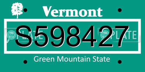 S598427 Vermont License Plate