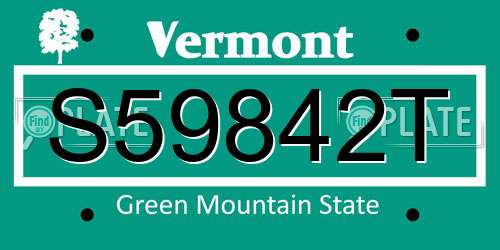 S59842T Vermont License Plate