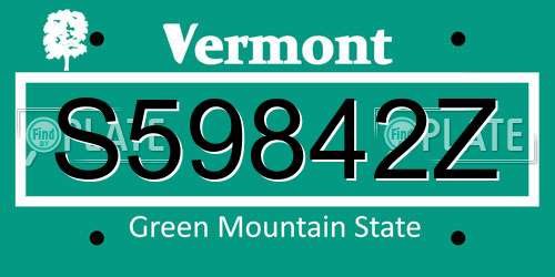 S59842Z Vermont License Plate