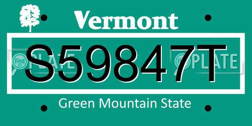 S59847T Vermont License Plate