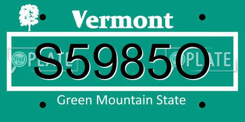 S5985O Vermont License Plate