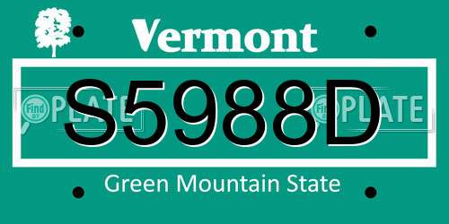 S5988D Vermont License Plate