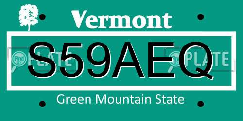 S59AEQ Vermont License Plate