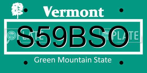 S59BSO Vermont License Plate