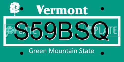 S59BSQ Vermont License Plate