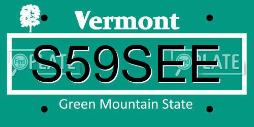 S59SEE Vermont License Plate