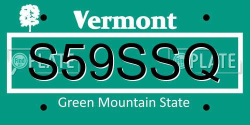 S59SSQ Vermont License Plate