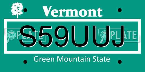 S59UUJ Vermont License Plate